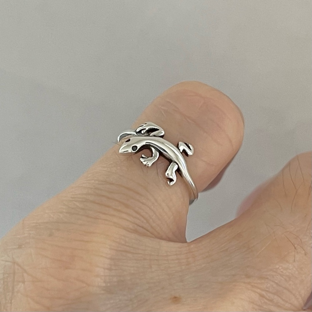 Sterling Silver Lizard Toe Ring, Silver Gecko Rin… - image 3